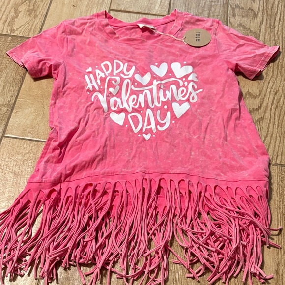 BiBi Tops - BiBi Pink Fringe Valentine's Day Tee